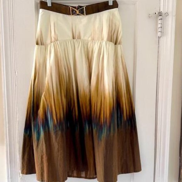 Silvia Tcherassi Damla Tuscan Sunset Degrade-Print Cotton Skirt Whimsical Artsy - Picture 8 of 16